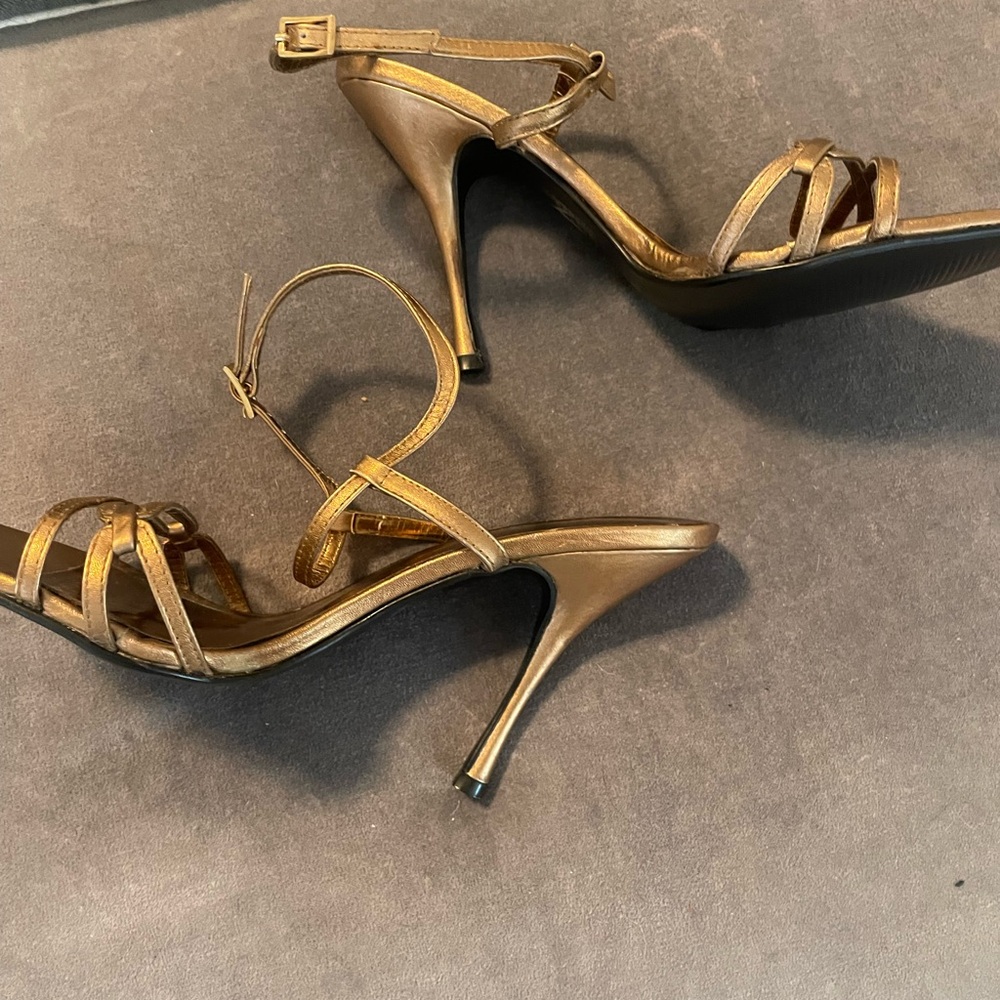 Women's Metallic Gold Strappy High Heel Sandals